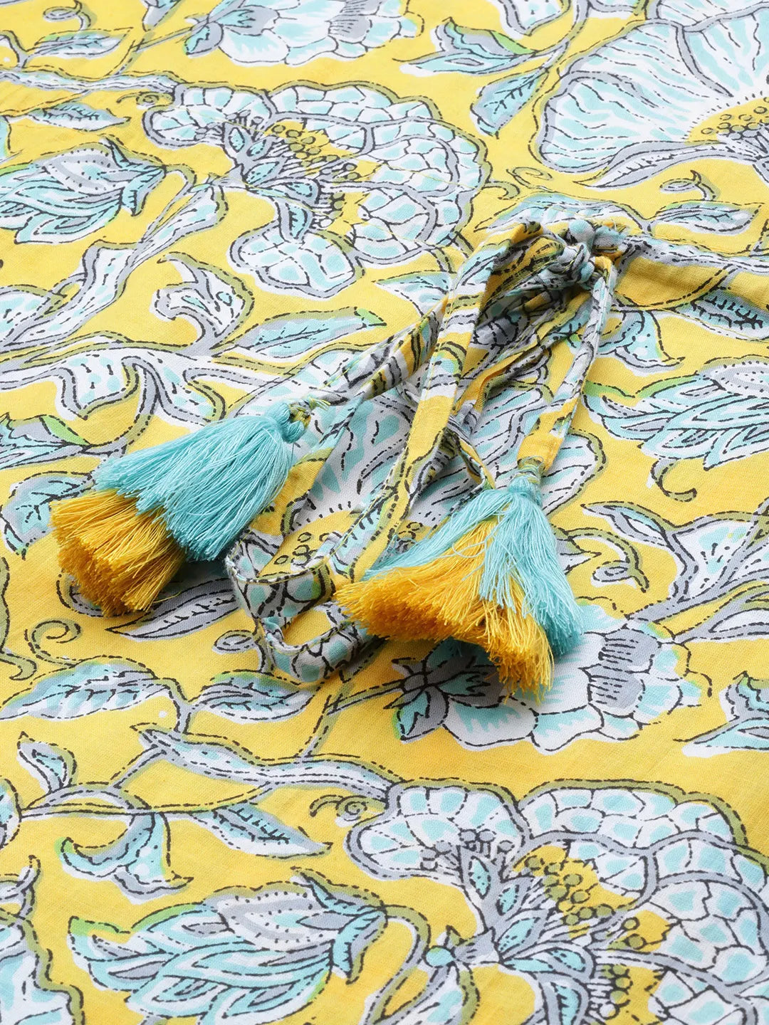 Yellow Floral Printed Kaftan