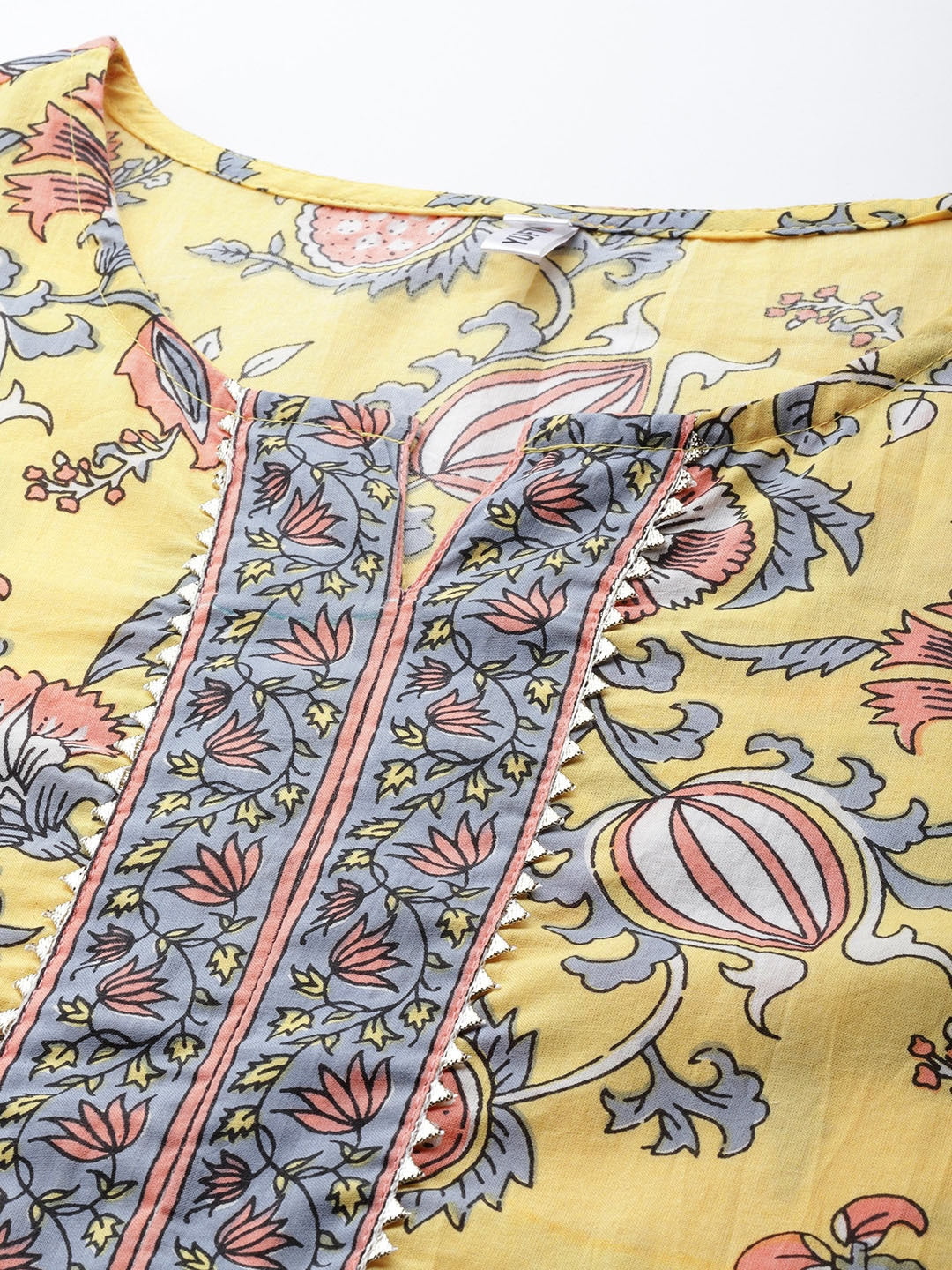 Yellow Floral Printed Kurta-Yufta Store-3903KURYLS