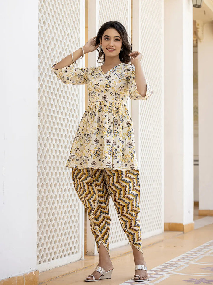 Yellow Gotta Patti Kurti with Dhoti Pants Set-Yufta Store-1396SETYLS