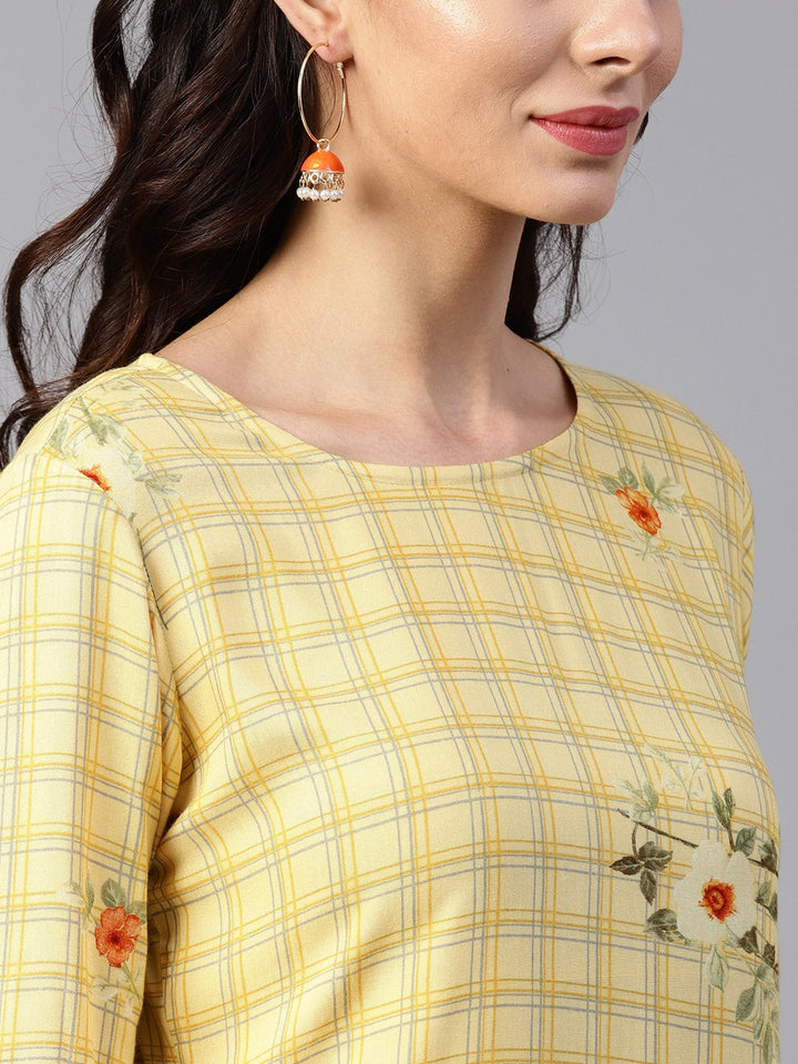 Yellow & Green Printed Kurta Set-Yufta Store-YUFDGSET1899S