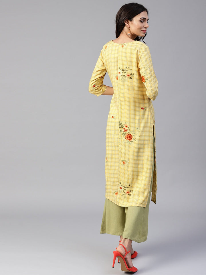 Yellow & Green Printed Kurta Set-Yufta Store-YUFDGSET1899S