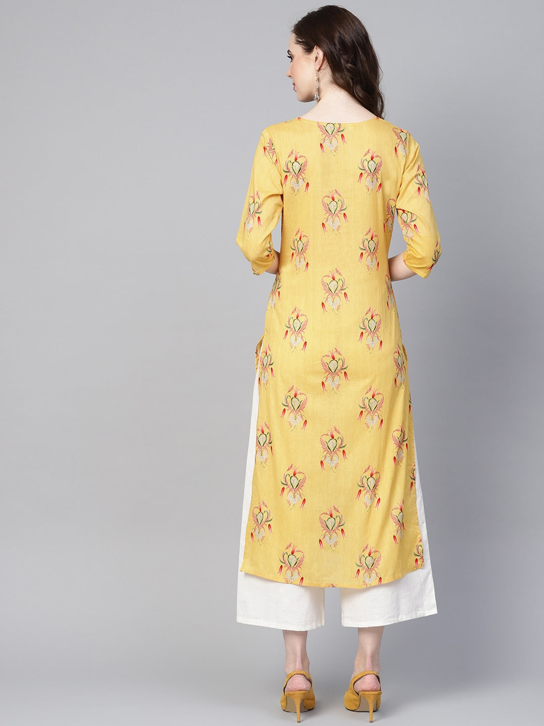 Yellow & Pink Straight Kurta-Yufta Store-YUFGKKU737S