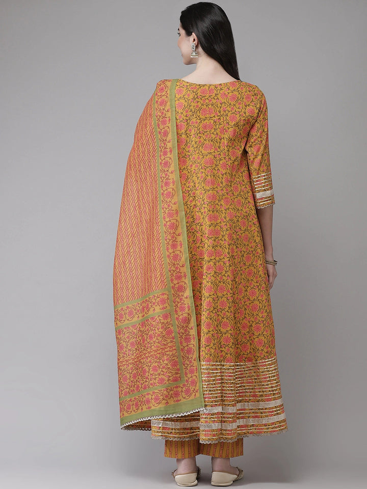 Yellow Printed Dupatta Set-Yufta Store-2352SKDYLS