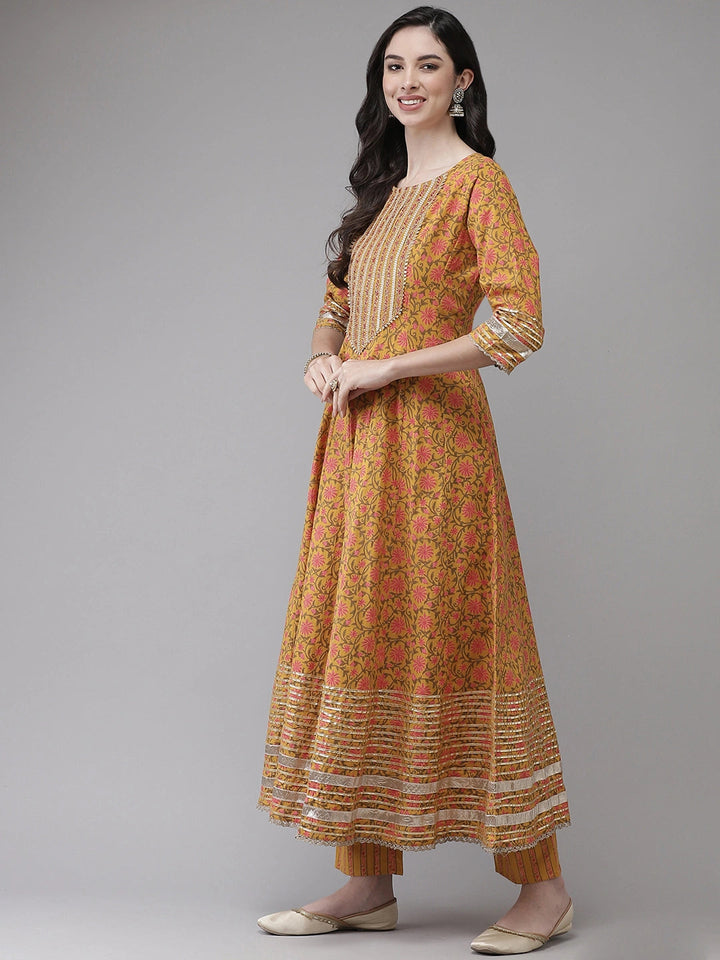 Yellow Printed Dupatta Set-Yufta Store-2352SKDYLS