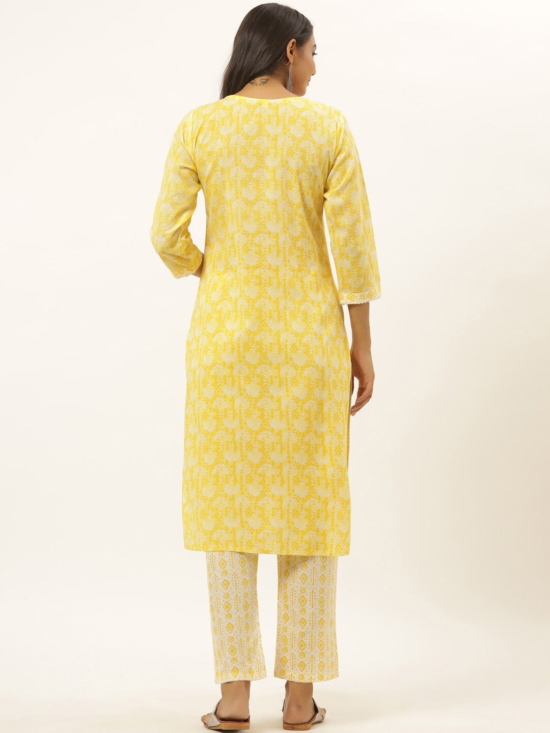 Yellow Printed Kurta Set-Yufta Store-6506SETYLM