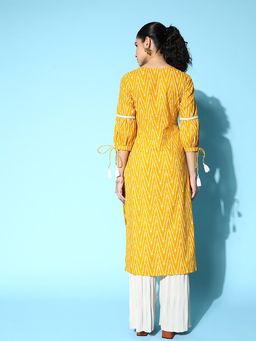 Yellow Printed Kurta-Yufta Store-8168KURYLXS