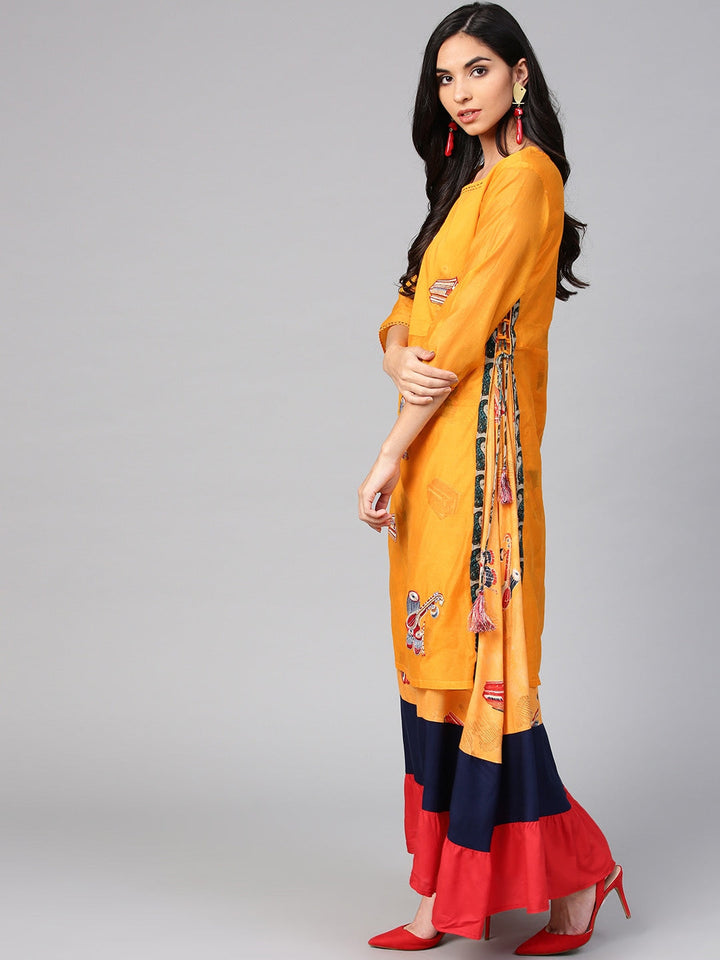 Yellow Printed Kurta-Yufta Store-YUFNKU1829S