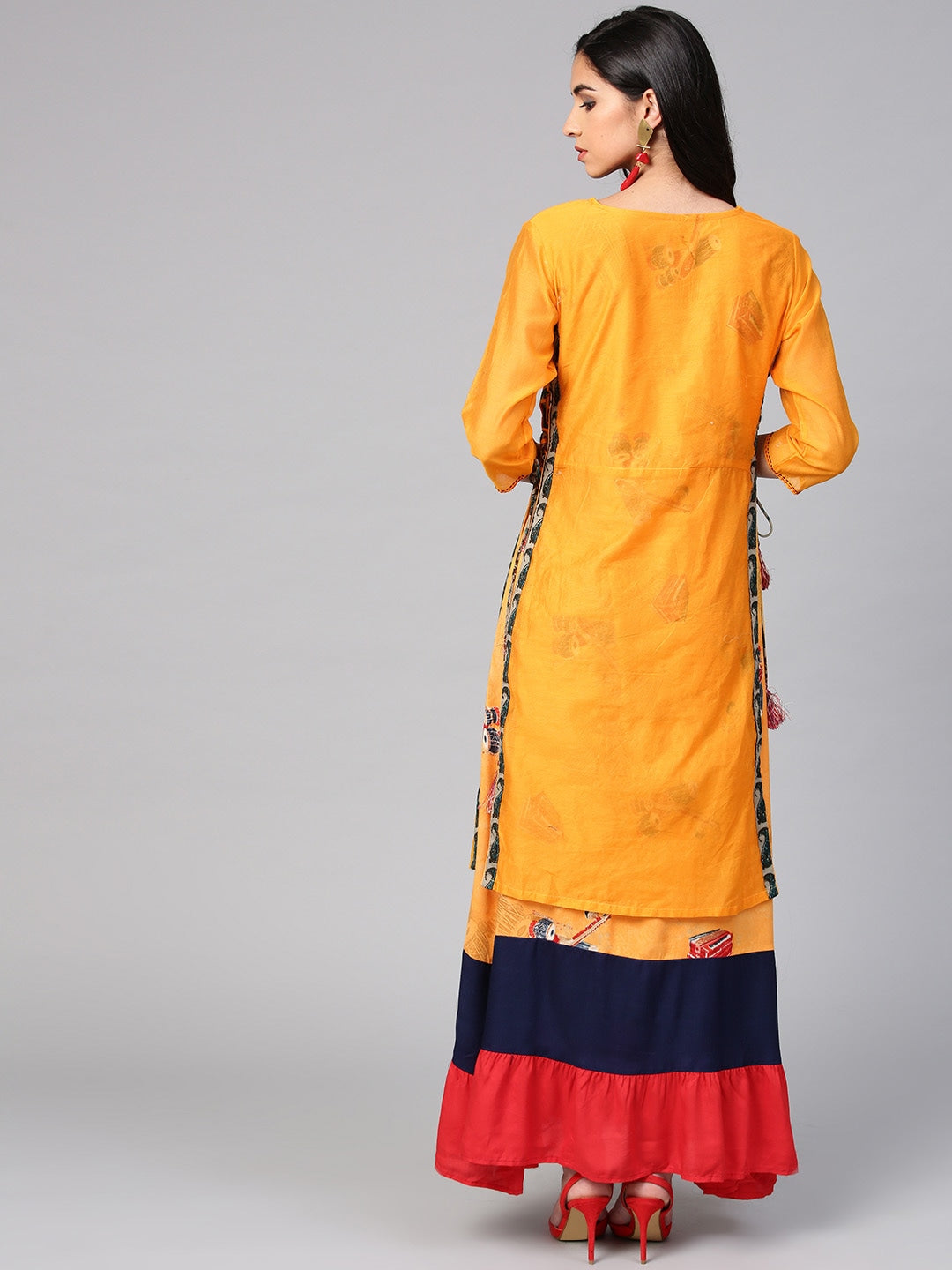 Yellow Printed Kurta-Yufta Store-YUFNKU1829S