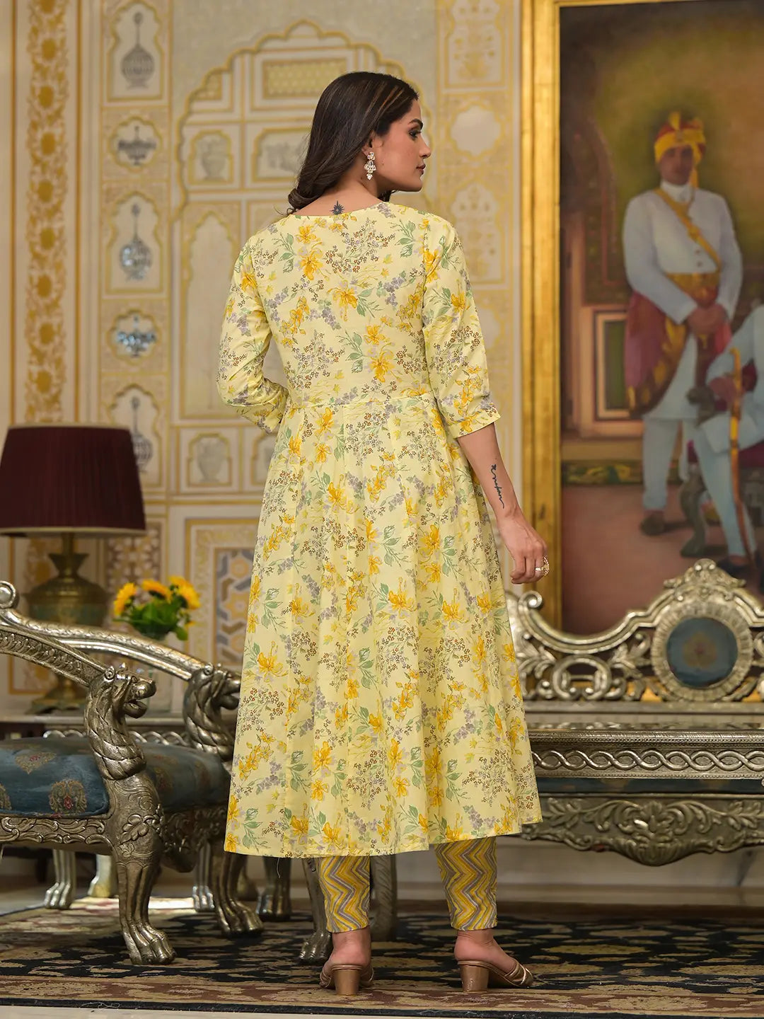 Yellow Sequins_Work Anarkali Kurta Trouser And Dupatta Set-Yufta Store-6910SKDYLS