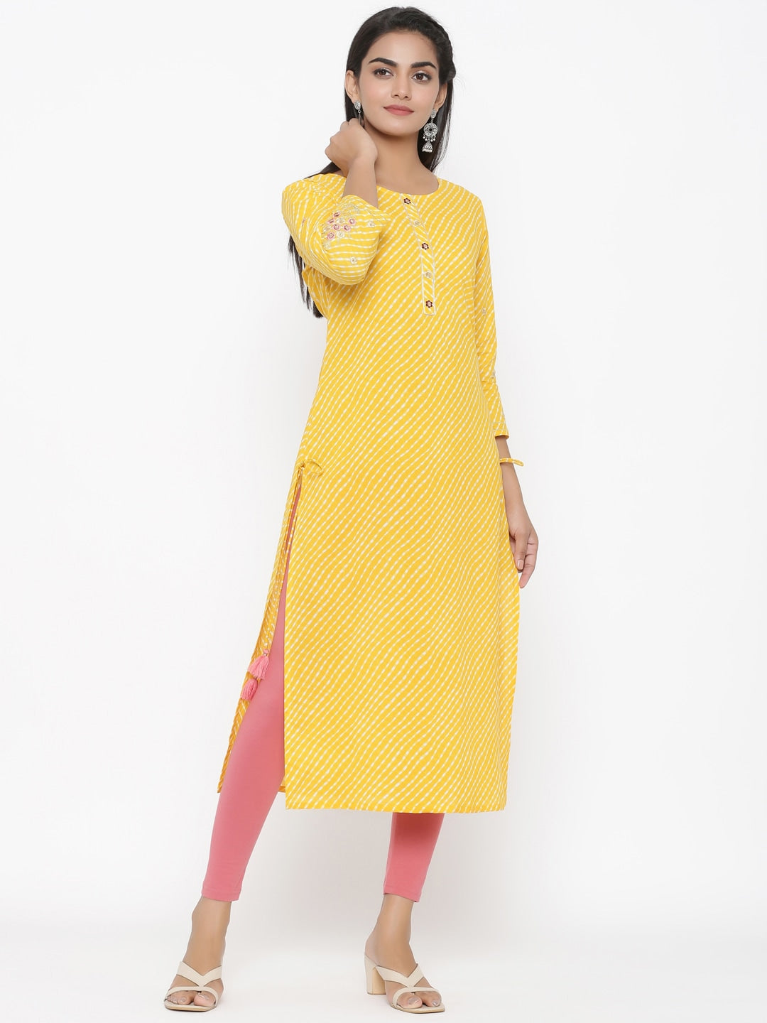 Yellow Straight Kurta-Yufta Store-7491KURYLS