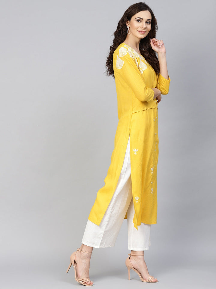 Yellow Straight Kurta-Yufta Store-YUFPJKU952YLWS