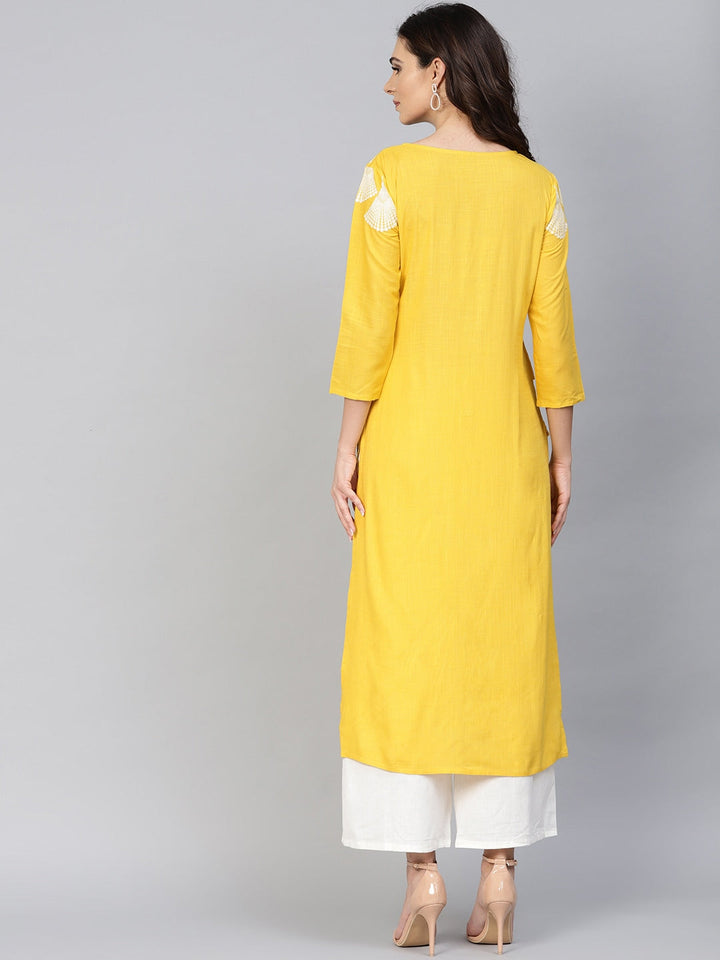 Yellow Straight Kurta-Yufta Store-YUFPJKU952YLWS