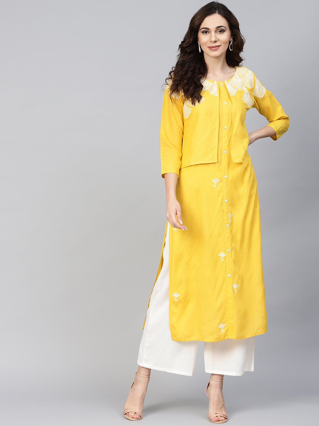 Yellow Straight Kurta-Yufta Store-YUFPJKU952YLWS