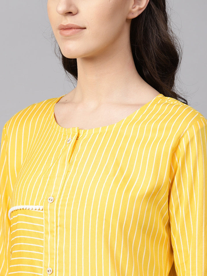 Yellow & White Straight Kurta-Yufta Store-YUFPJSET866KUS