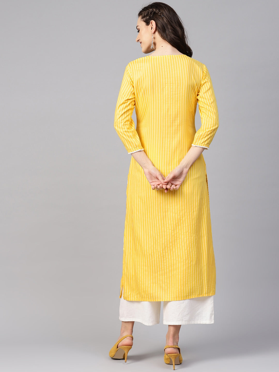 Yellow & White Straight Kurta-Yufta Store-YUFPJSET866KUS