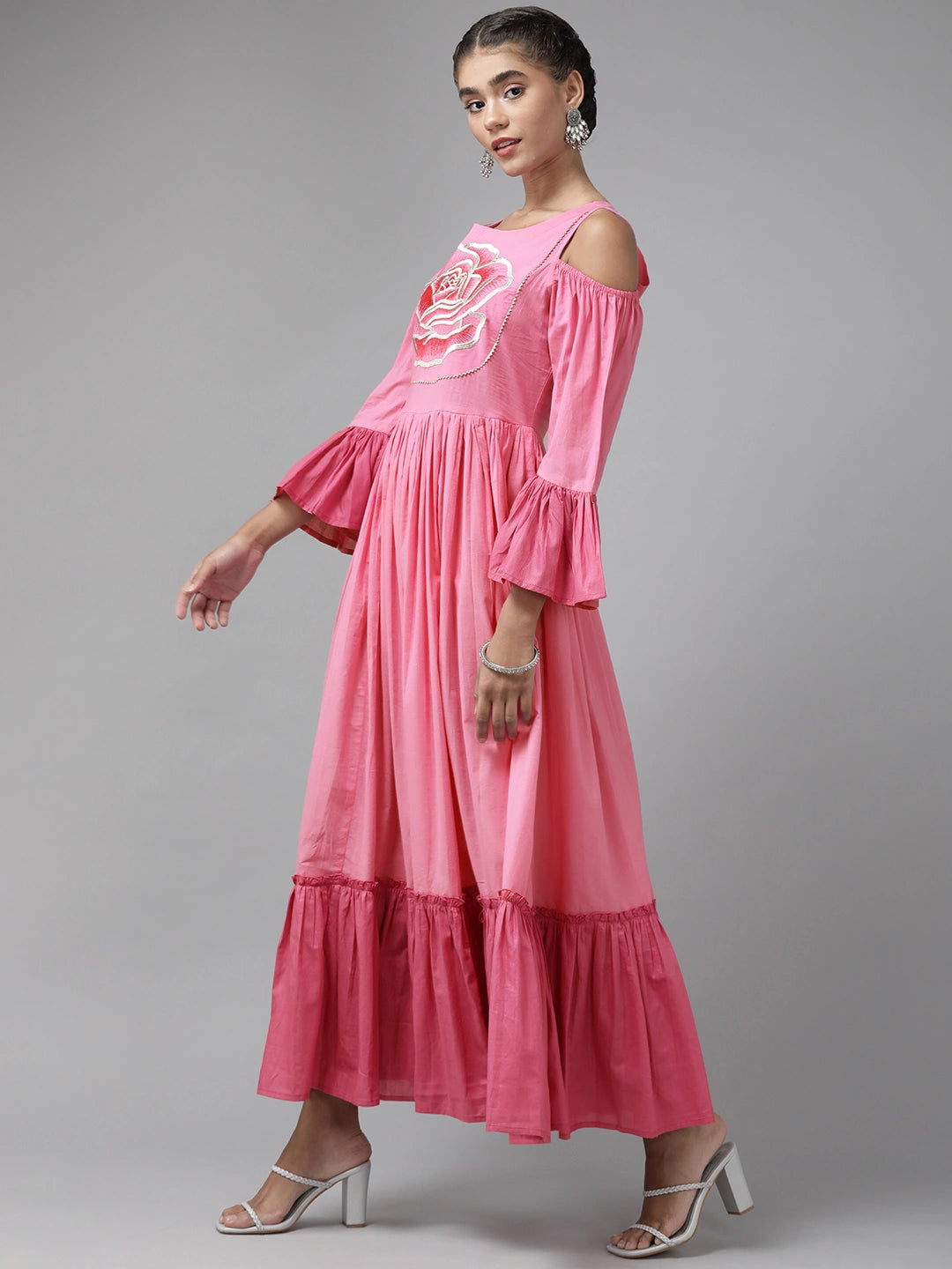 Yufta Pink Ethnic Maxi Dress-Yufta Store-9658DRSPKS