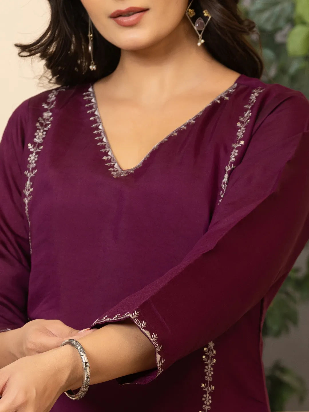 Burgundy roman silk kurta dupatta pant setoffline_sku-72-Yufta Store-A168SKDBUG