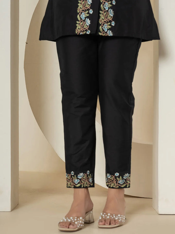 black thread_work shirt and trouser polyester co-ord setoffline_sku-64-Yufta Store-A193CRDBK