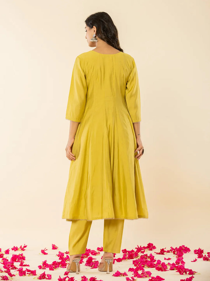 Mustard Yellow anarkali dupatta pant setoffline_sku-73-Yufta Store-A219SKDMS