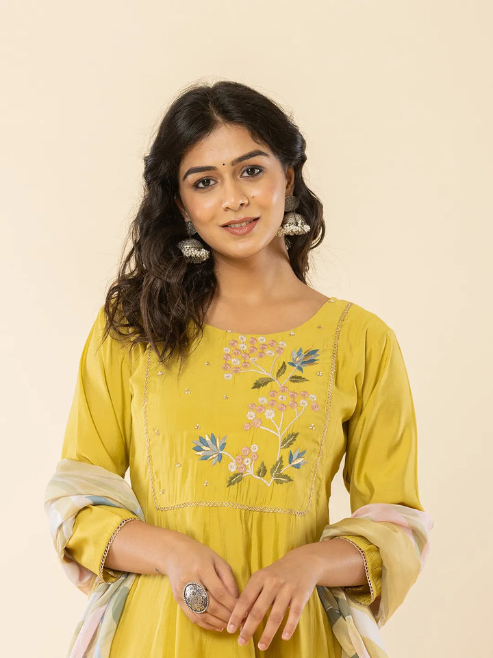 Mustard Yellow anarkali dupatta pant setoffline_sku-73-Yufta Store-A219SKDMS