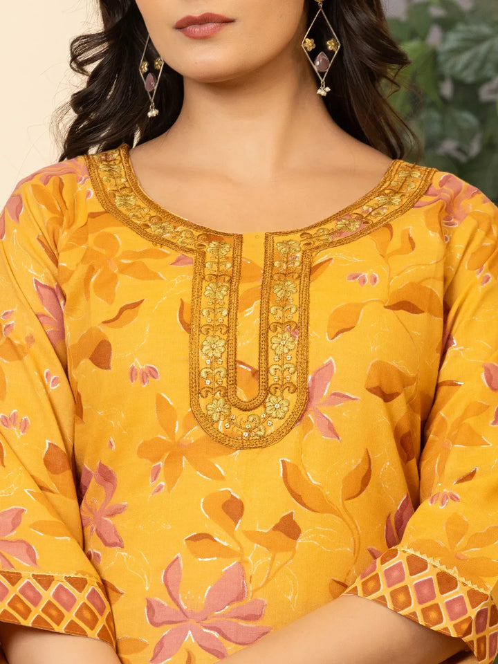 mustard kurta dupatta pant setoffline_sku-77-Yufta Store-A232SKDMS