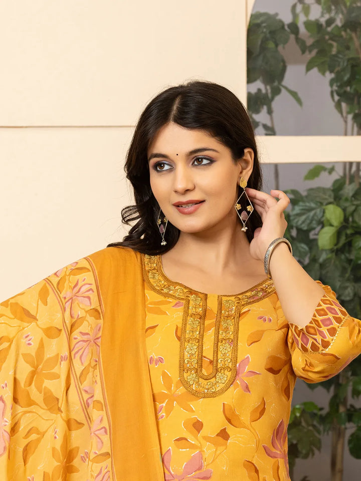 mustard kurta dupatta pant setoffline_sku-77-Yufta Store-A232SKDMS