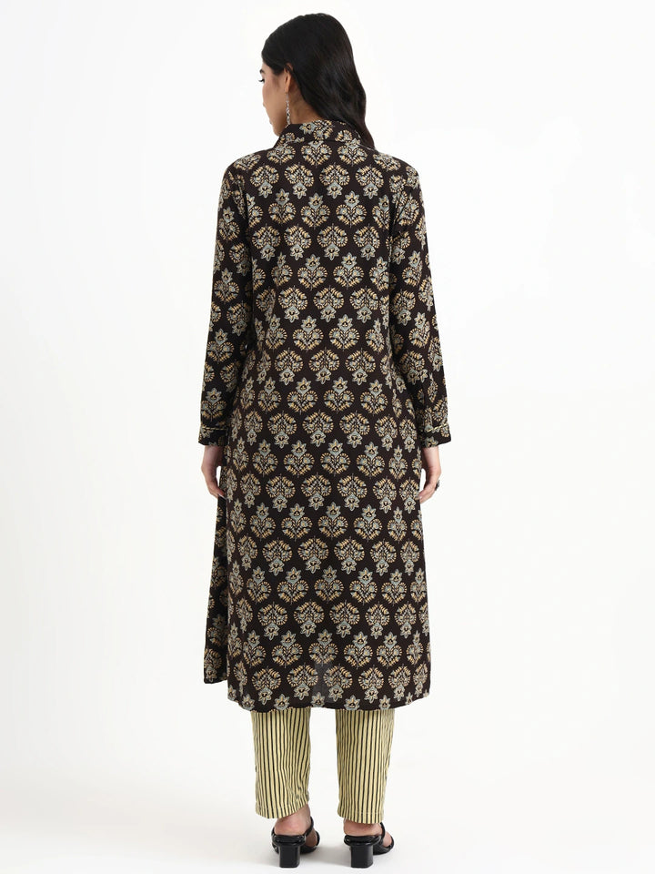 Black Cotton Jacket Co-Ord Set