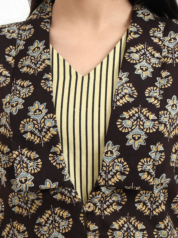 Black Cotton Jacket Co-Ord Set