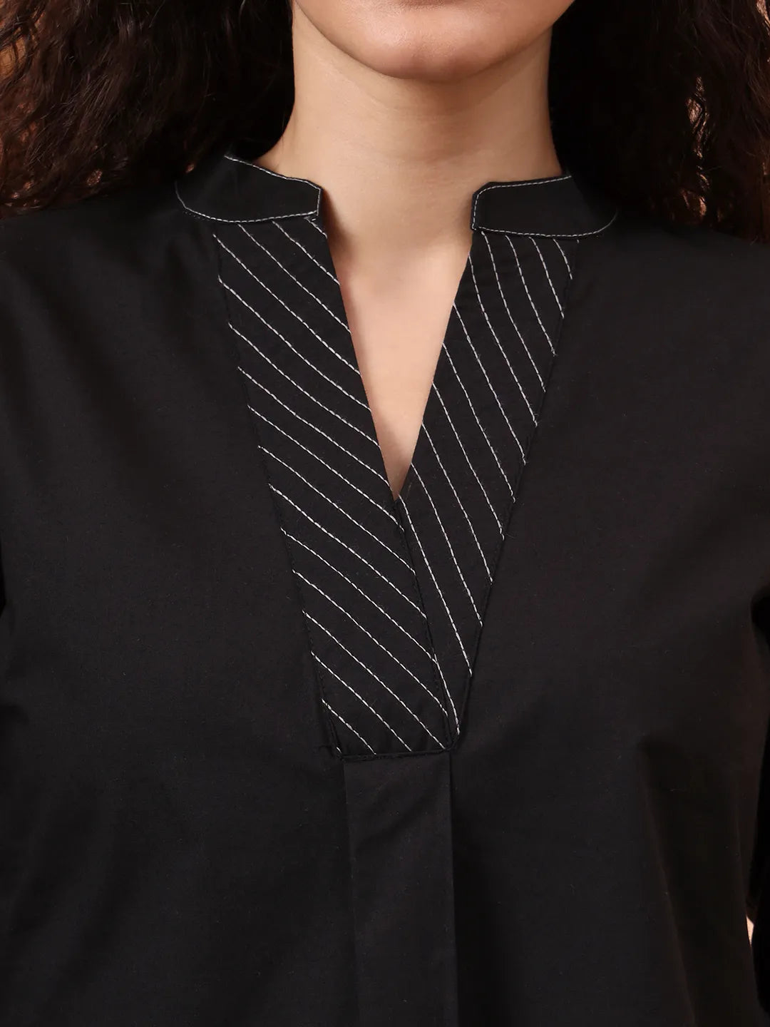 Black Cotton Regular Top-Yufta Store-6342TOPBKS