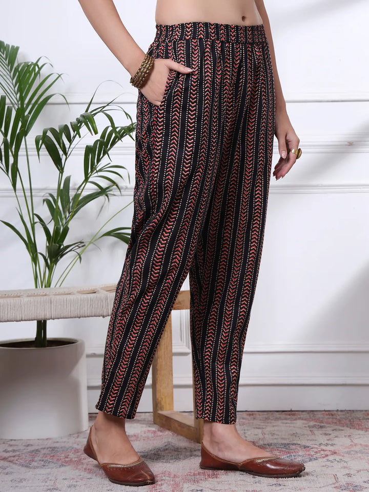 Black Ethnic Motifs Straight Kurta Trouser Dupatta Set-Yufta Store-7093SKDBKS