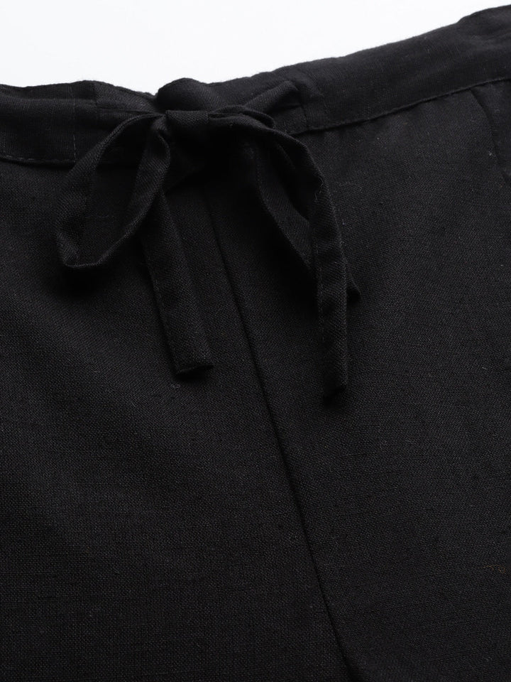 Black Cotton Fit Trousers-Yufta Store-4206PNTBKS