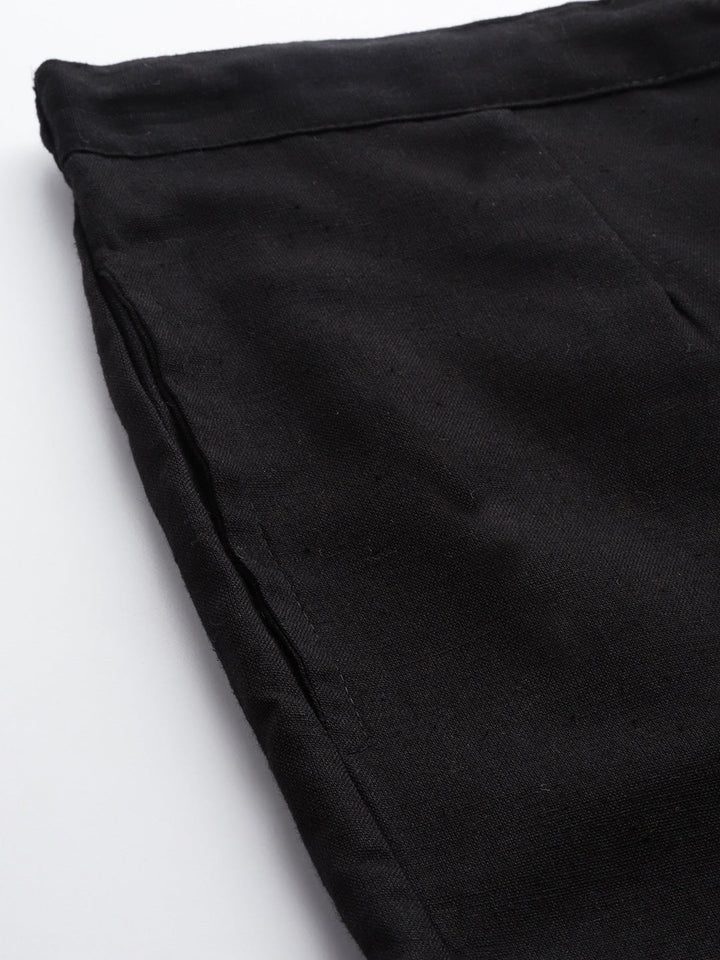 Black Cotton Fit Trousers-Yufta Store-4206PNTBKS