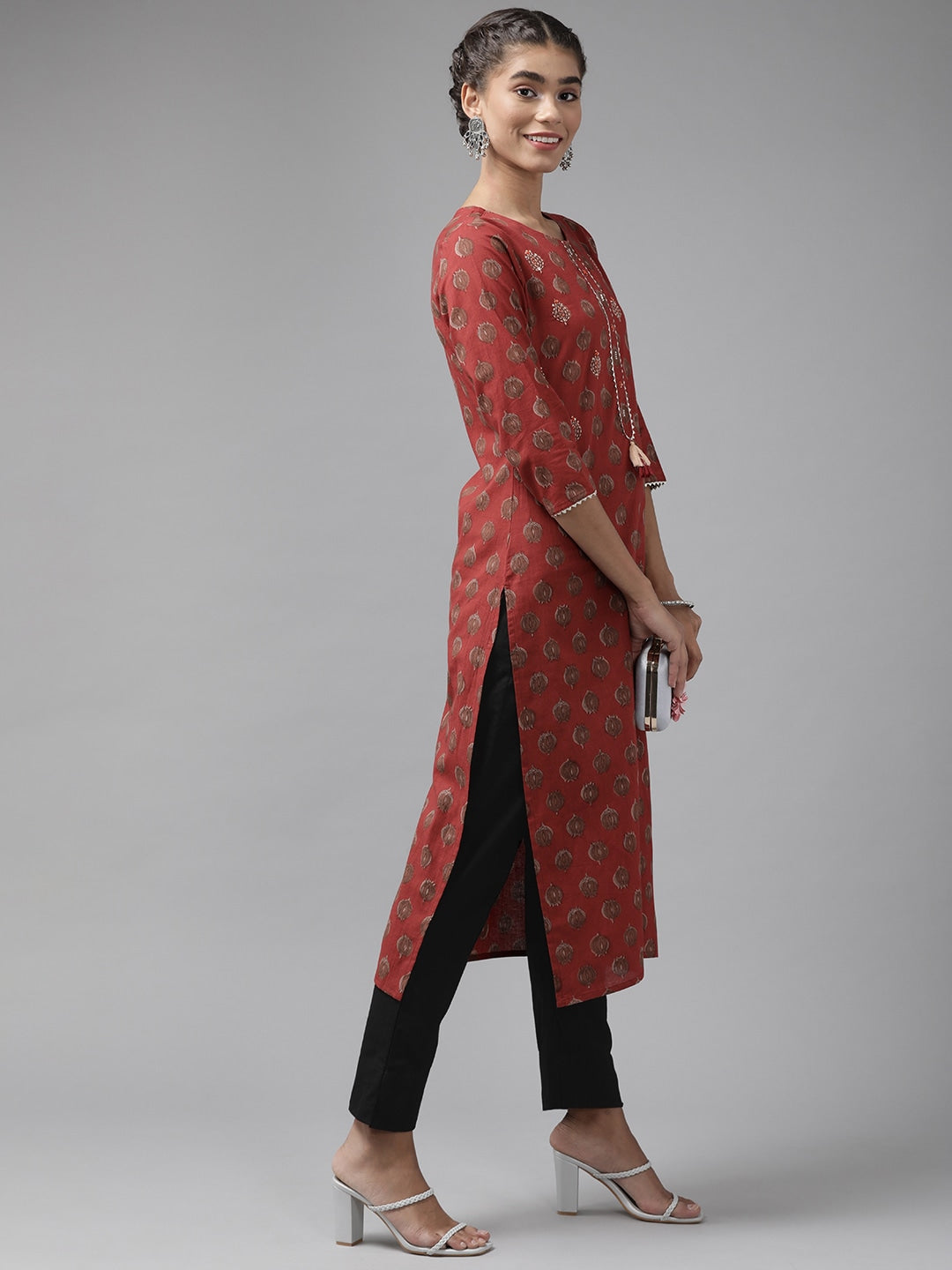 Black Cotton Fit Trousers-Yufta Store-4206PNTBKS
