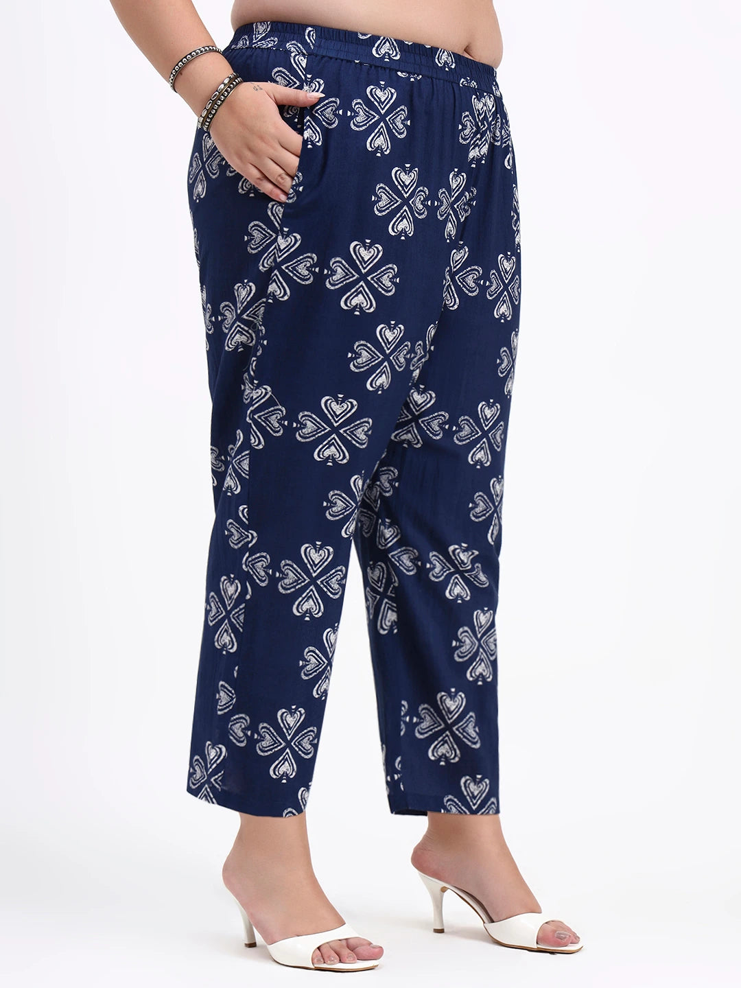 Blue Cotton Lace-Work Straight Kurta Pant Dupatta Set-Yufta Store-7543PSKDBL3XL