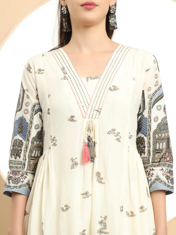 Blue Premium Mul Cotton ALine Kurta Dupatta Set-Yufta Store-6390SKDBLM