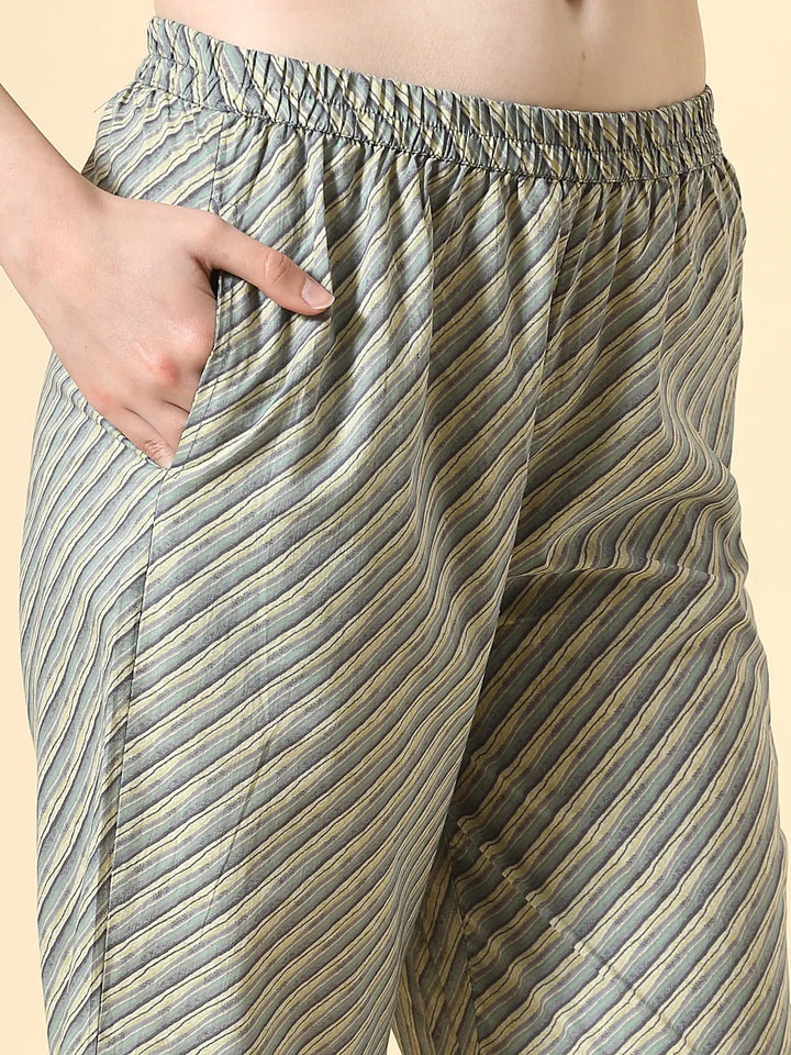 Blue Pure Cotton Paisley Kurta Dupatta Pant Set-Yufta Store-6363SKDBLM