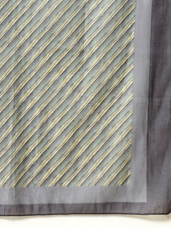 Blue Pure Cotton Paisley Kurta Dupatta Pant Set-Yufta Store-6363SKDBLM