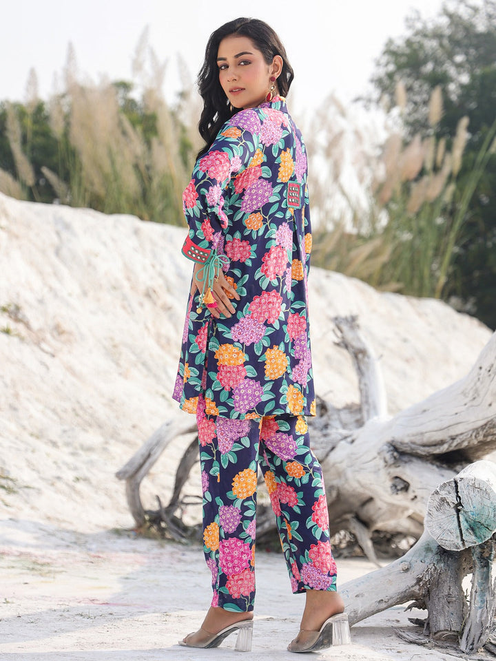 Blue Pure Muslin Co-ord Set For Women-Yufta Store-1905CRDBLM