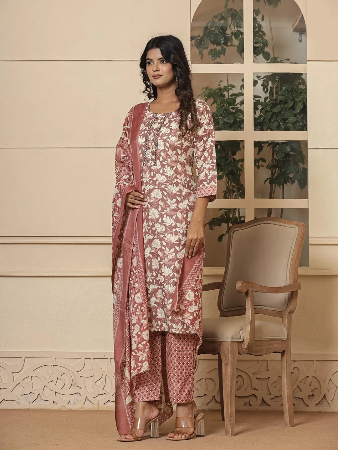 cotton burgundy kurta dupatta pant setoffline_sku-52-Yufta Store-7233SKDBUGM