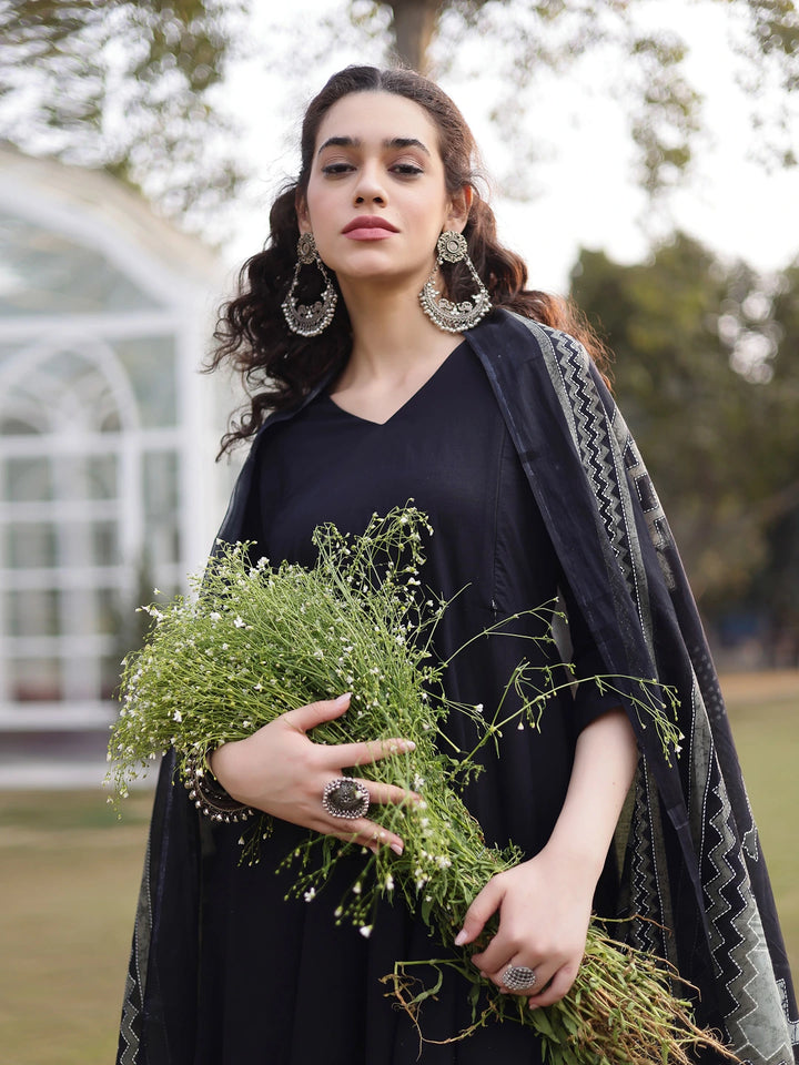 Cotton Black Materinty Kurta Set-Yufta Store-7387SKDBKM