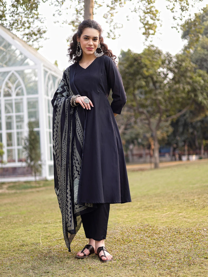 Cotton Black Materinty Kurta Set-Yufta Store-7387SKDBKM