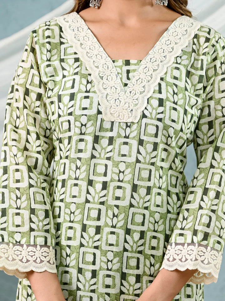 cotton green kurta dupatta setoffline_sku-7-Yufta Store-7044SKDGRM