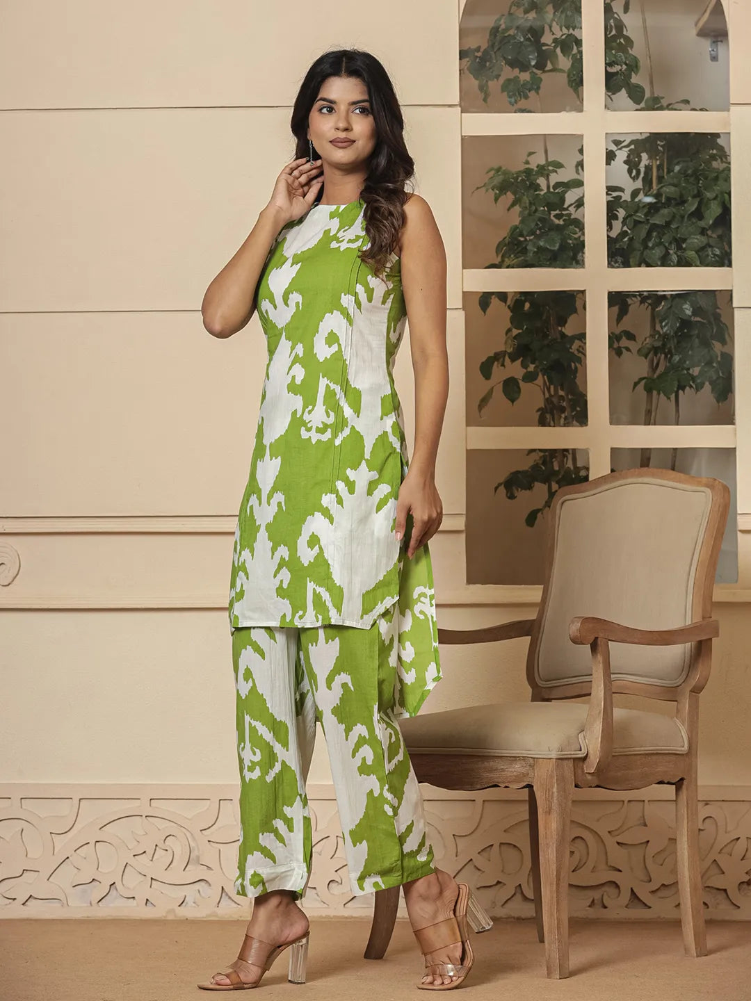 Cotton Green Pin Tuck Co-Ord Set-Yufta Store-7032CRDGRS