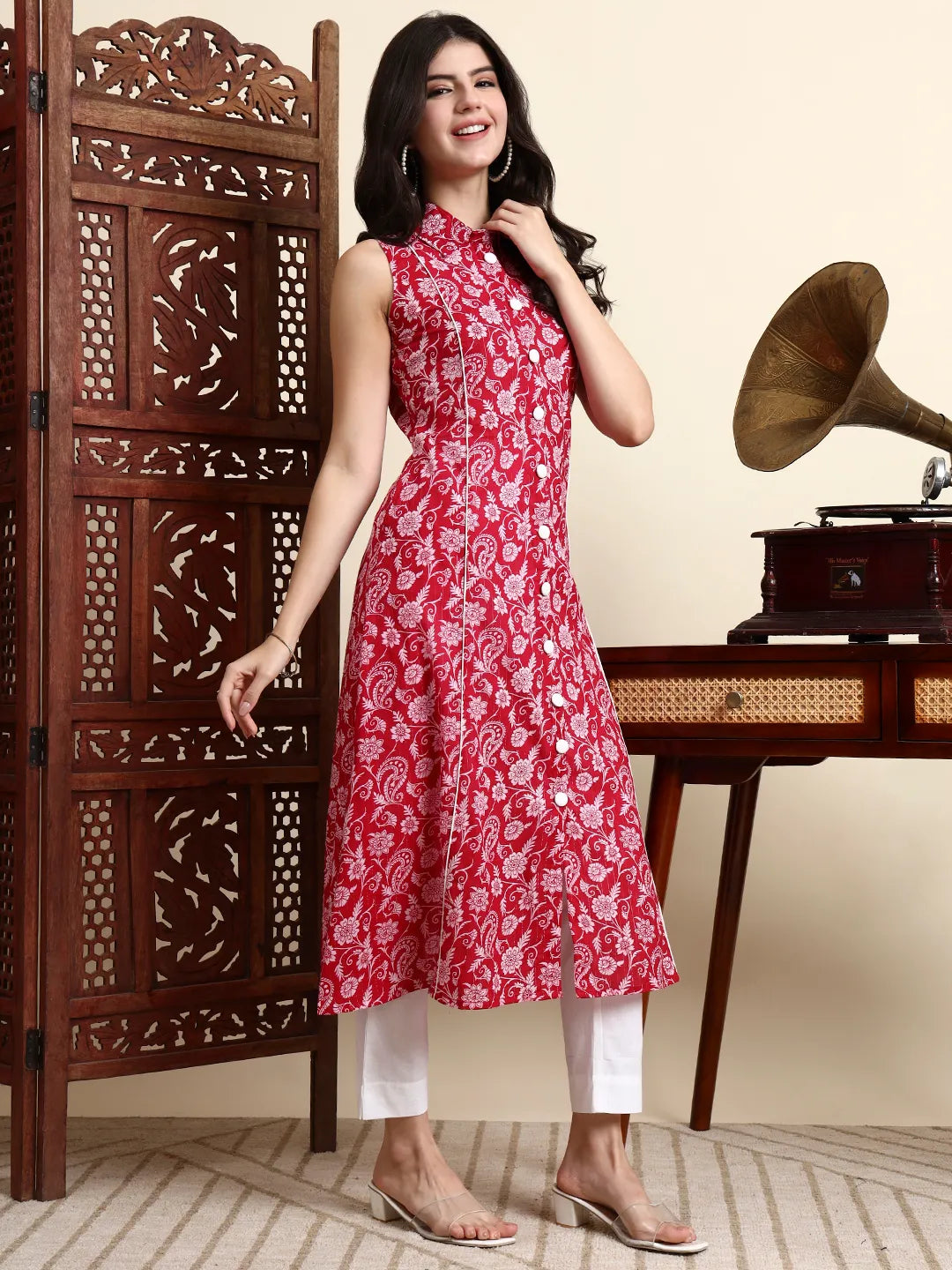 Cotton Light Pink Sleeveless Kurta-Yufta Store-7247KURPKS