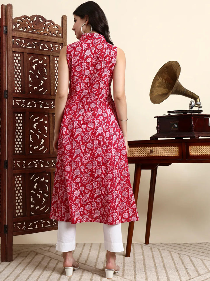 Cotton Light Pink Sleeveless Kurta-Yufta Store-7247KURPKS