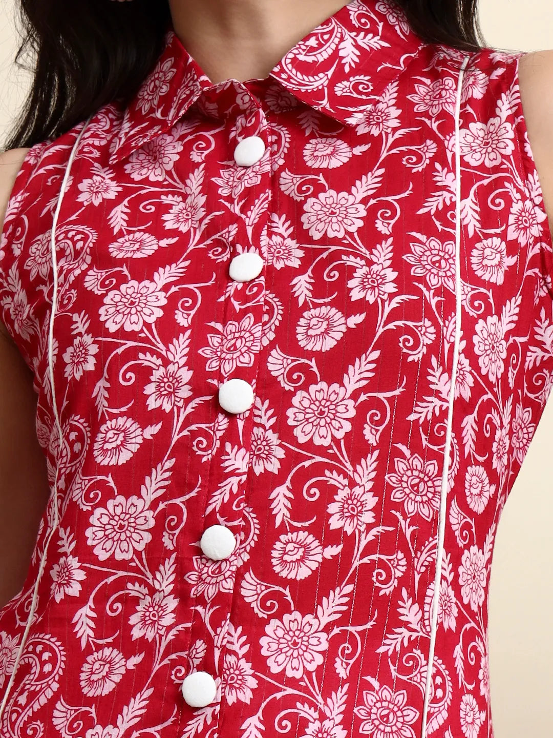 Cotton Light Pink Sleeveless Kurta-Yufta Store-7247KURPKS