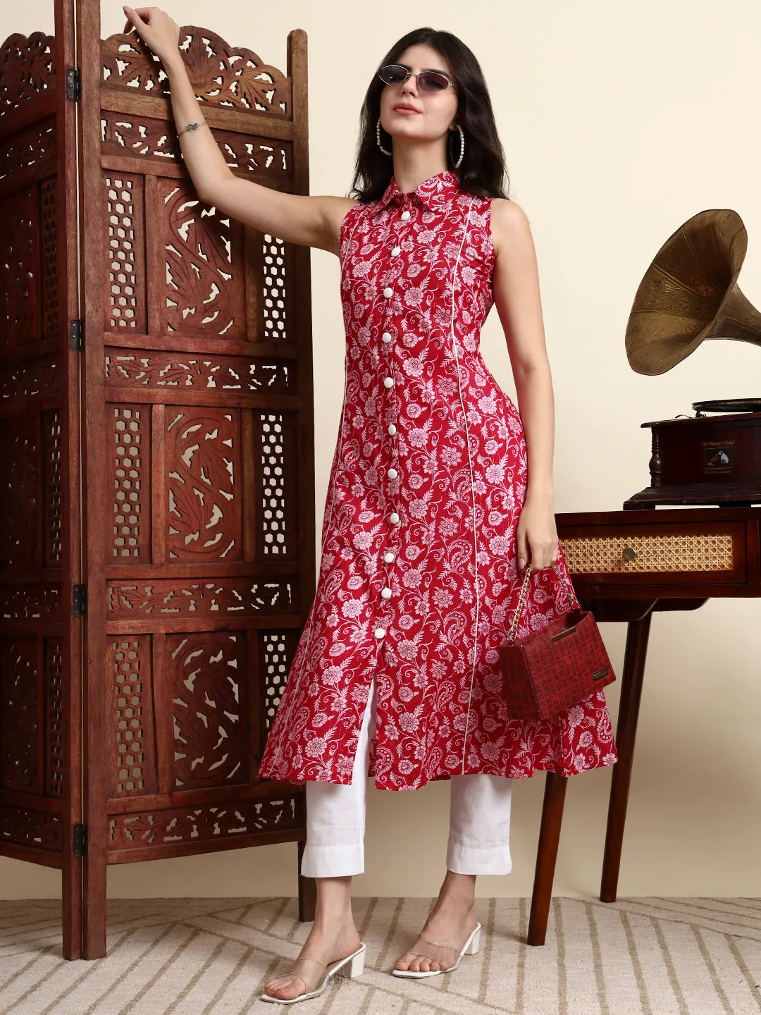 Cotton Light Pink Sleeveless Kurta-Yufta Store-7247KURPKS