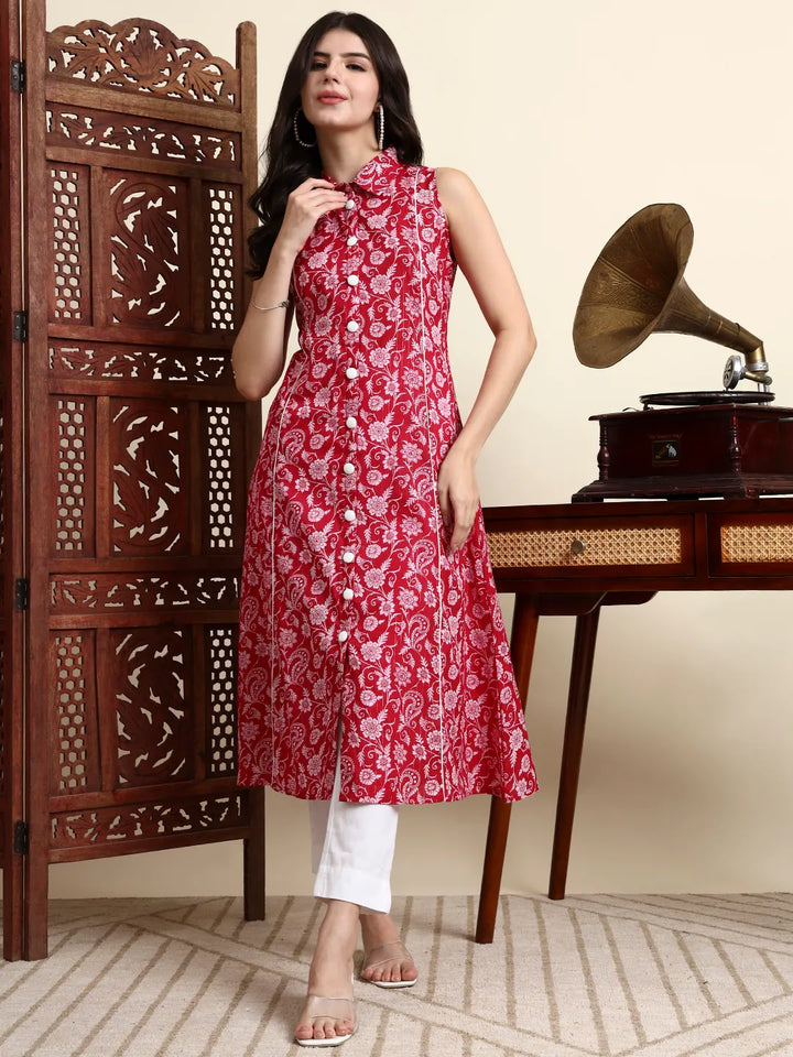 Cotton Light Pink Sleeveless Kurta-Yufta Store-7247KURPKS