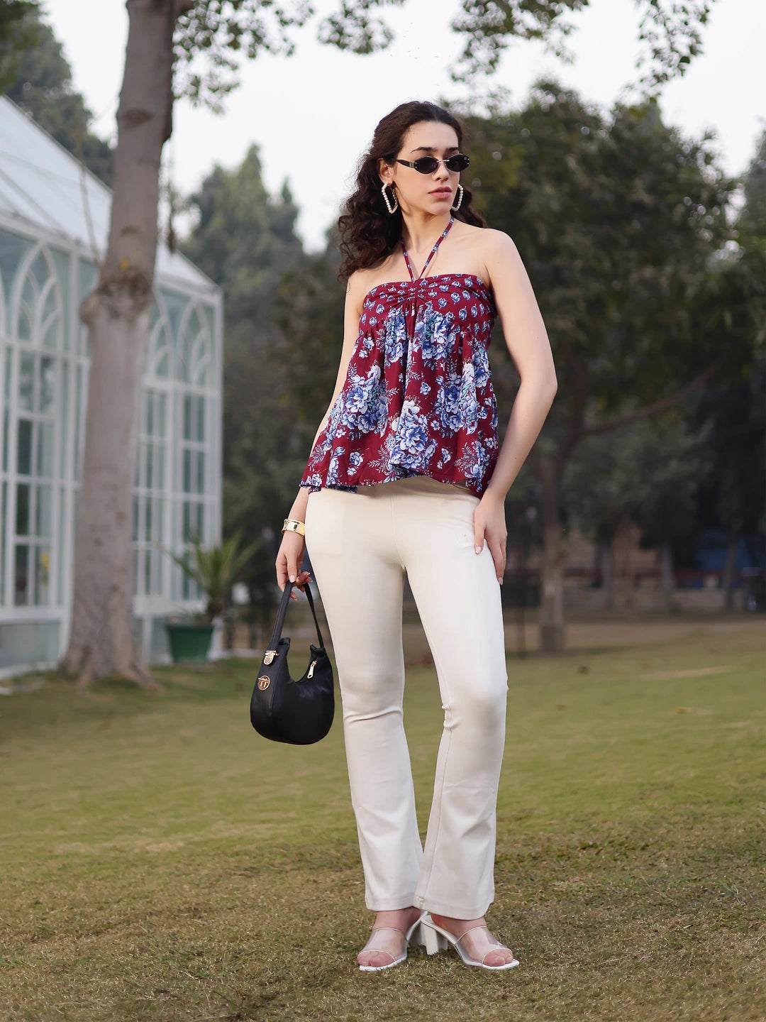 Cotton Maroon Flare Top-Yufta Store-7380TOPMRS