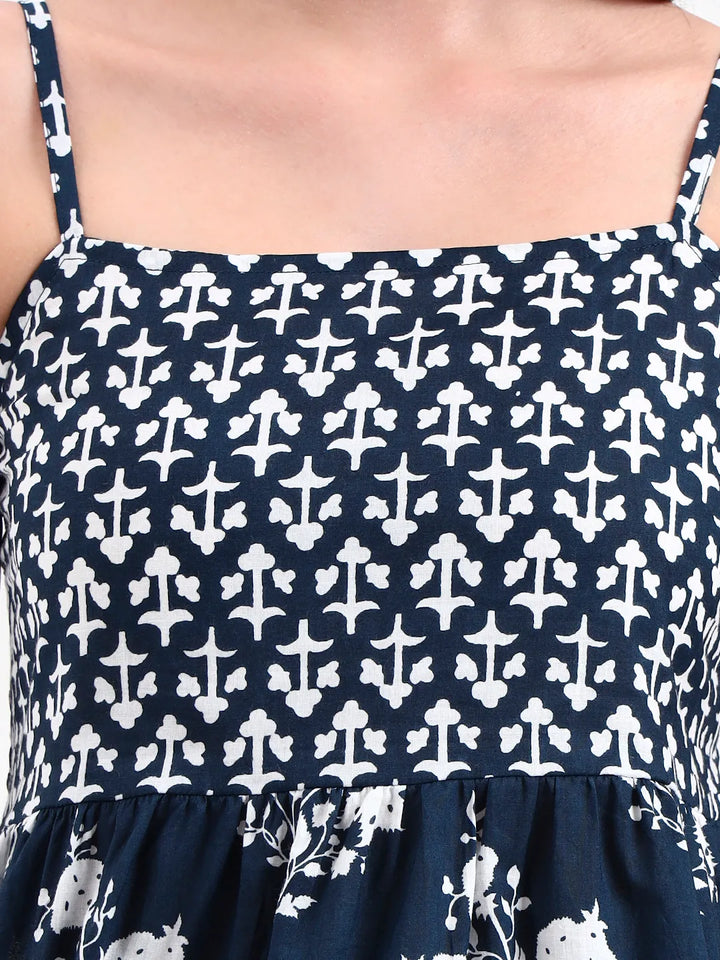 Cotton Navy Blue Strappy Top